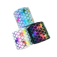 75 мм(3 дюйма) Единорог голографическая Радуга весы grosgrain лента с заказом принять, 100 ярдов