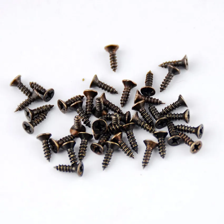 

Free Shipping-Hot 200Pcs Bronze Fit Hinges Flat Round Head Self-Tapping Phillipws Fasteners Hardware 7x2mm Cusp Screws J2696