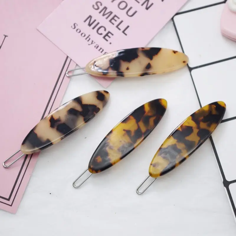 

Simple Style Leopard Acetic Acid Hair Clip Retro Amber Side Clips Geometry Girls Temperament Bangs Hairpin Women Hair Accessorie