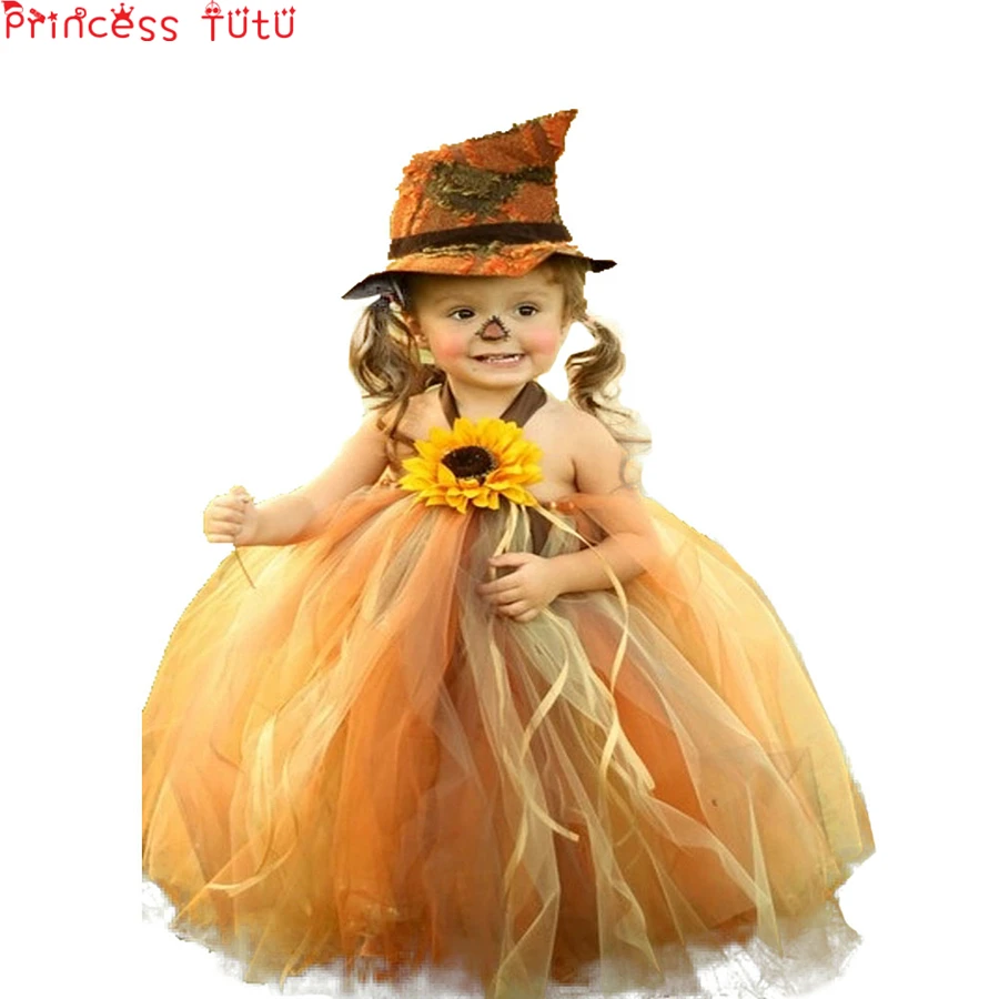 

Halloween costume for Girls Orange Sunflower Tutu Dress for Baby Girls