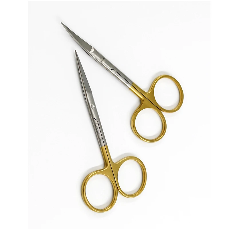 Хирургические ножницы из нержавеющей стали с золотой ручкой, прямые Острые Ножницы для разделения локтя, двойные инструменты для хирургии век