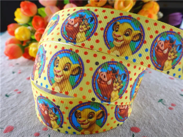

190221, 1"25mm 1.5'' 38mm 10 yards lion printed grosgrain ribbons cartoon ribbon diy hair accessories tape