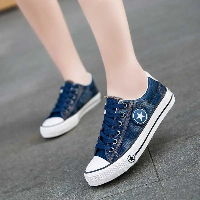 Women's Casual Flat Denim Canvas Sneakers-2