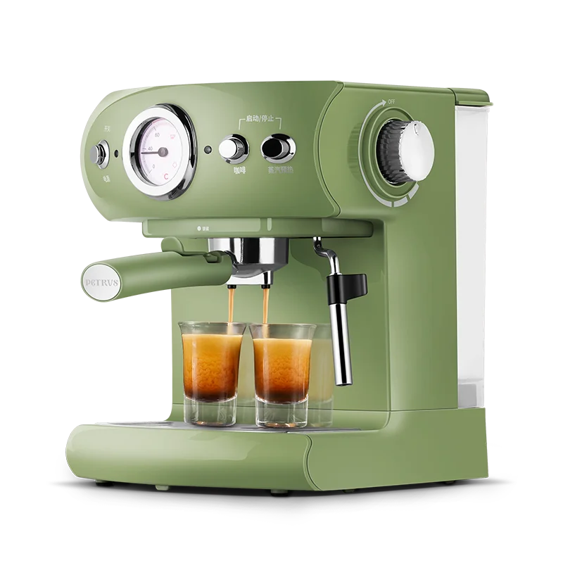 Fully Semi-automatic Coffee Machine Retro Style Espresso Pump Type Household and Commercial Steam Type Milk Foam Strong Steam