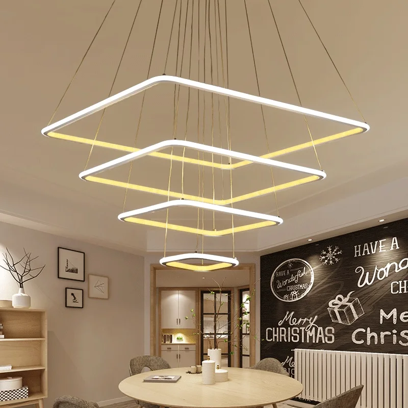

Creative Simple Square LED Chandelier Living room dining room bedroom study ceiling light commercial lighting