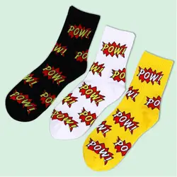 Письмо Мода Harajuku печати Красочные для мужчин Happy повседневное вентиляции хлопковые носки мужские забавные уличные хип хоп носки для