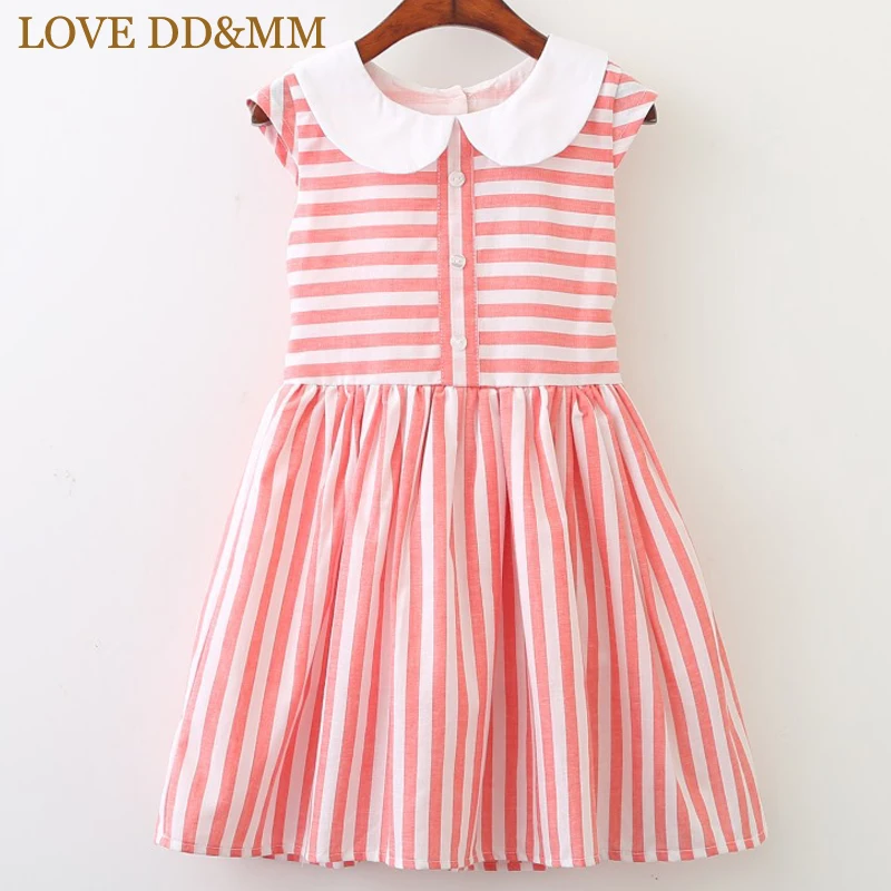 LOVE DD&ampMM Girls Dresses Spring New Children's Simple Comfortable Doll Collar Striped Sleeveless Dress For Girl | Детская одежда