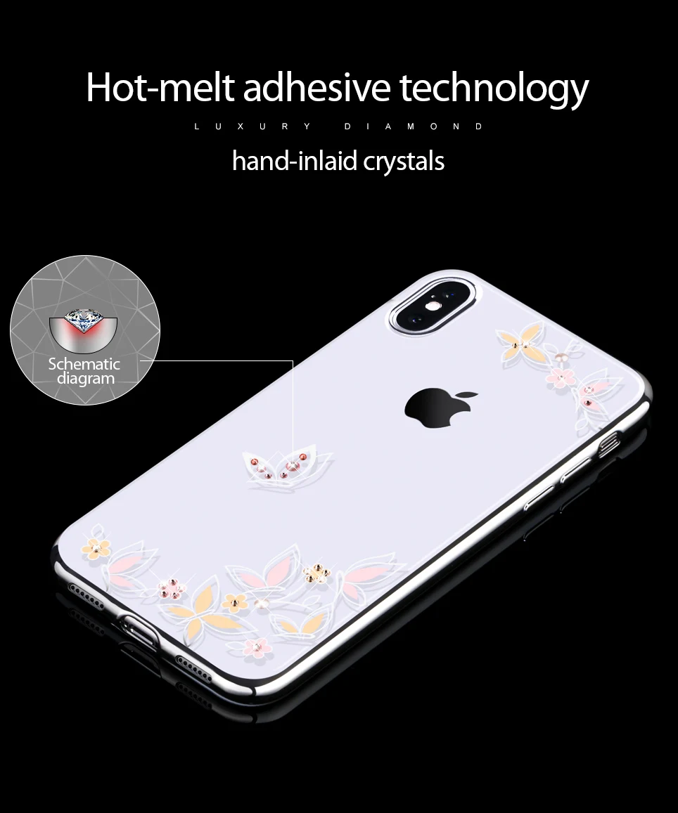KINGXBAR for iPhone Xs Max Flower Case for iPhone Xs Case Thin Transparent for iPhone Xs Max Cover Luxury Crystal from Swarovski (6)