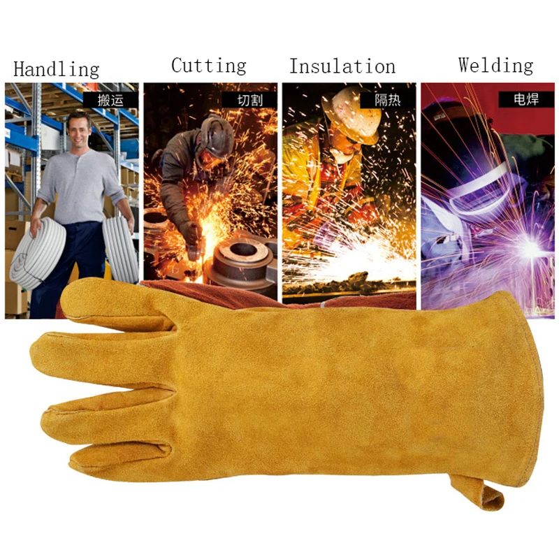 New Cowhide Welding Gloves TIG MIG MAG High Temperature Wear Resistant