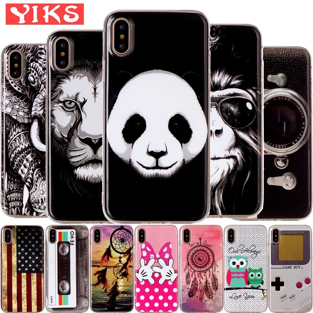 

For fundas iPhone X 6 6S 7 8 Plus Case Panda Animals Soft TPU Cover For Coque iphone x 6 6s 7 8 plus Case Black Back Phone Shell