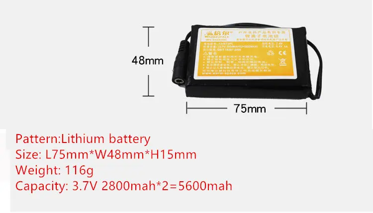 7,4 V 5600 mah аккумуляторная батарея для подогреваемых перчаток мужские wo мужские USB грелка для рук Электрические теплые перчатки стельки куртка аксессуары