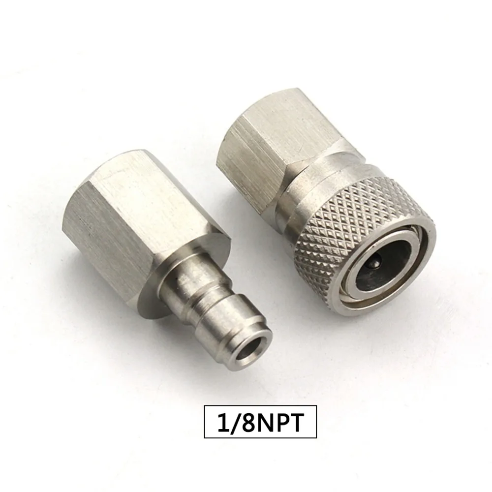 

PCP Airforce Paintball Stainless Steel 1/8NPT Female Plug Connector Quick Disconnect Coupler Fittings Air Refill Socket 2pcs/set