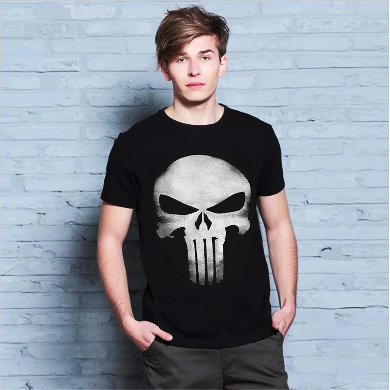 

The Punisher Skull Men Fashion T Shirt Print Marvel Comics Supper Hero Clothes HIP-HOP Style Summer T shirt Own Design #50