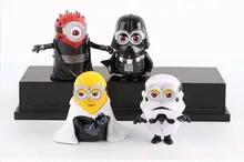 4 pçs/set 8 cm Minion estrela guerra Darth Maul Action Figure pvc Modelo Skywalker crianças Collectibles Brinquedos presentes de Natal