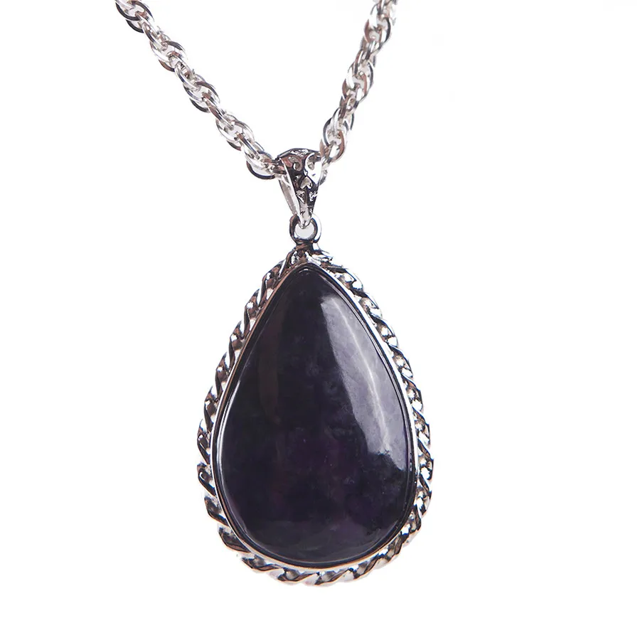 

Fashion Sterling Silver Jewelry Pendants Natural Sugilite Gem Crystal Teardrop Stone Beads Pendant Necklace Female 33*18*10mm