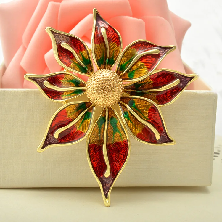 2018 Fashion Colored Sunflower Brooch Clothing Accessories Brooch Gift