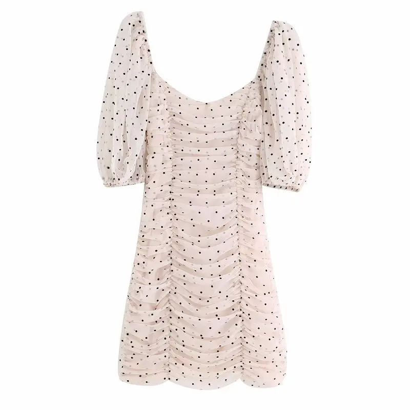 

BB55-9438 European and American fashion gauze wave point dress