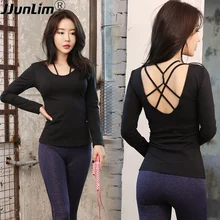 С открытой спиной Йога Топ с длинным рукавом мягкий Спортивная футболка быстросохнущая Фитнес Костюмы Спорт Тренажерный зал Бег рубашки Activewear