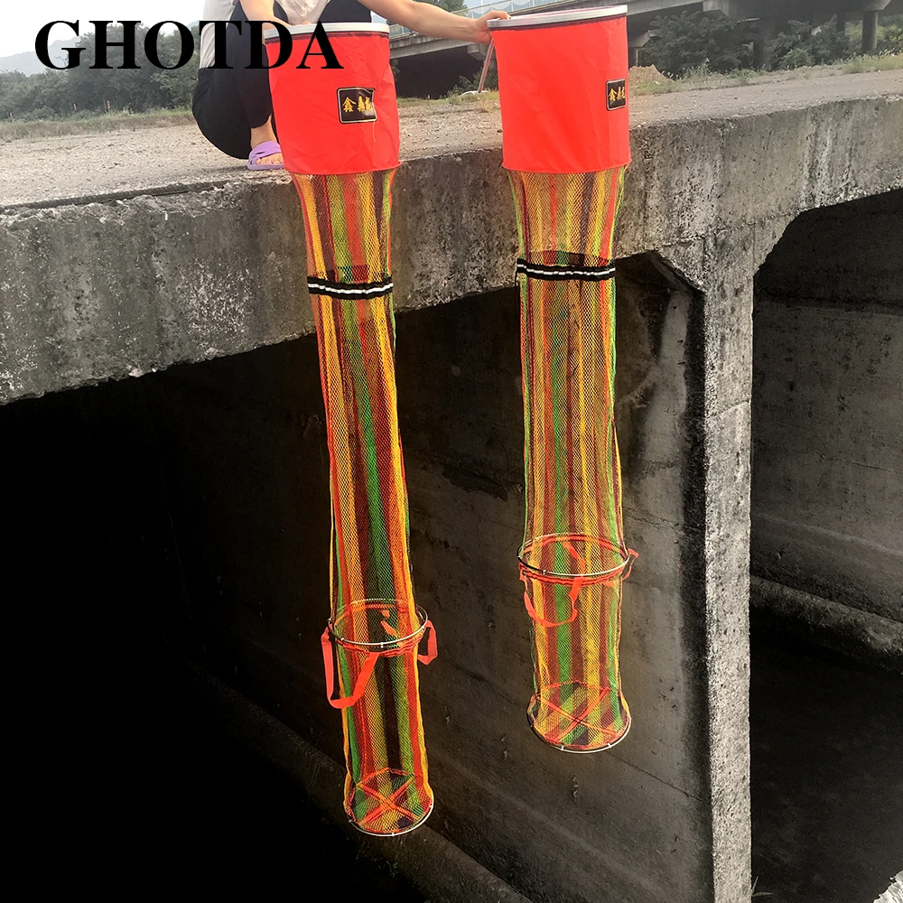

GHOTDA 1.6M 2M 2.5M 3M Fish Net Cage Fishing Tackle Care Creel Collapsible Network