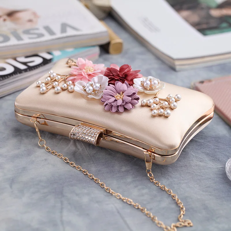 Luxy Moon Apricot Floral Velour Clutch Bag for Wedding Top View