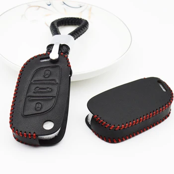

Car Key Case Cover For Citroen C5 C3 C1 C4 Xsara Picasso Berlingo C4L Genuine Leather Key Ring Chain Smart Key Shell Accessories