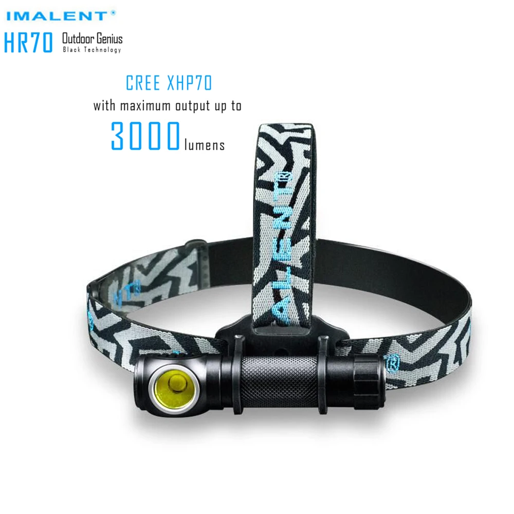 IMALENT HR70 Headlamp CREE XHP70.2 LED Flashlight 3000lm Rechargeable Headlight with 18650 Battery +  Magnetic Charging Cable