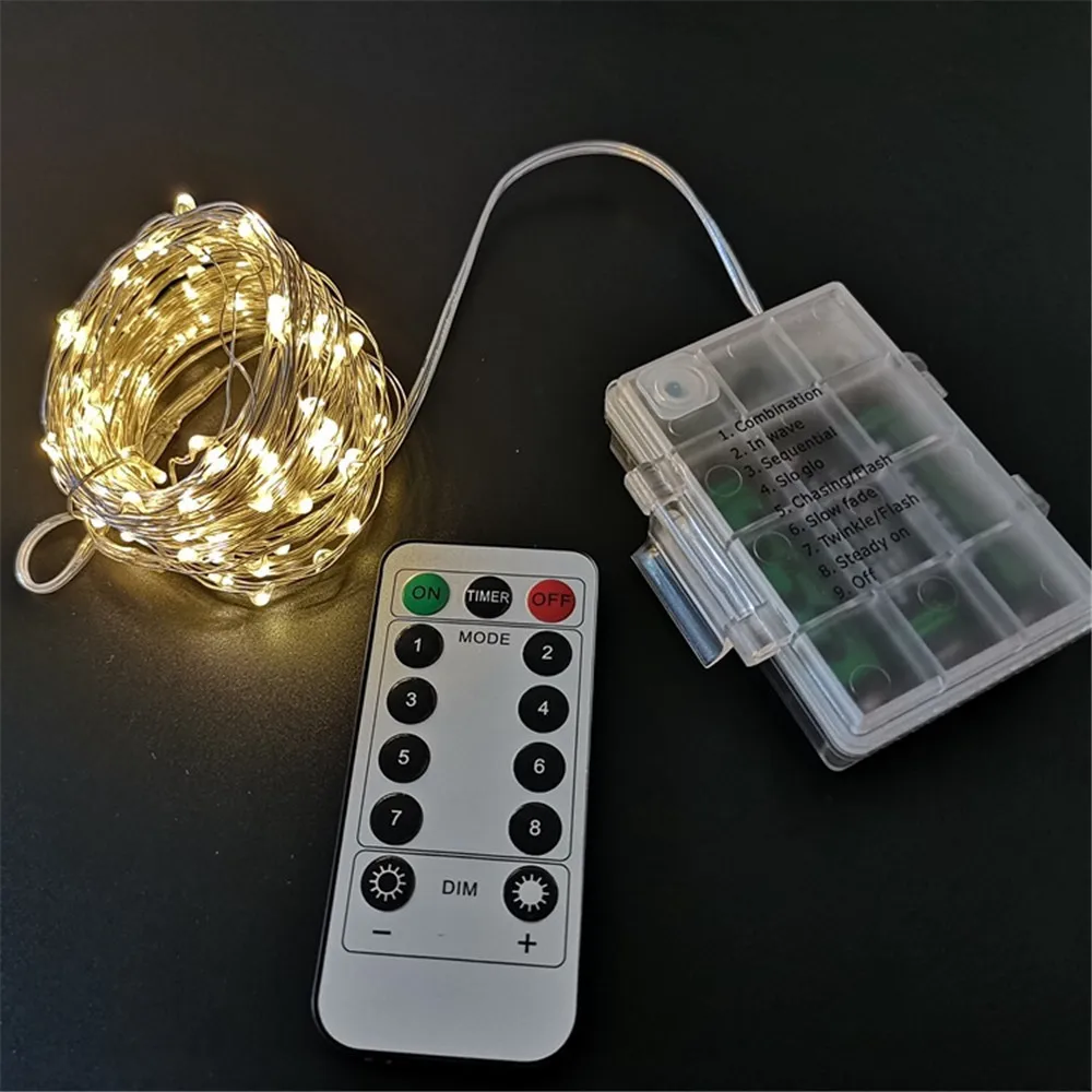 Battery Powered 5M or 10M IP65 waterproof  led string light & RF remote 8 Modes decoration fairy light for Bedroom,Garden,Street