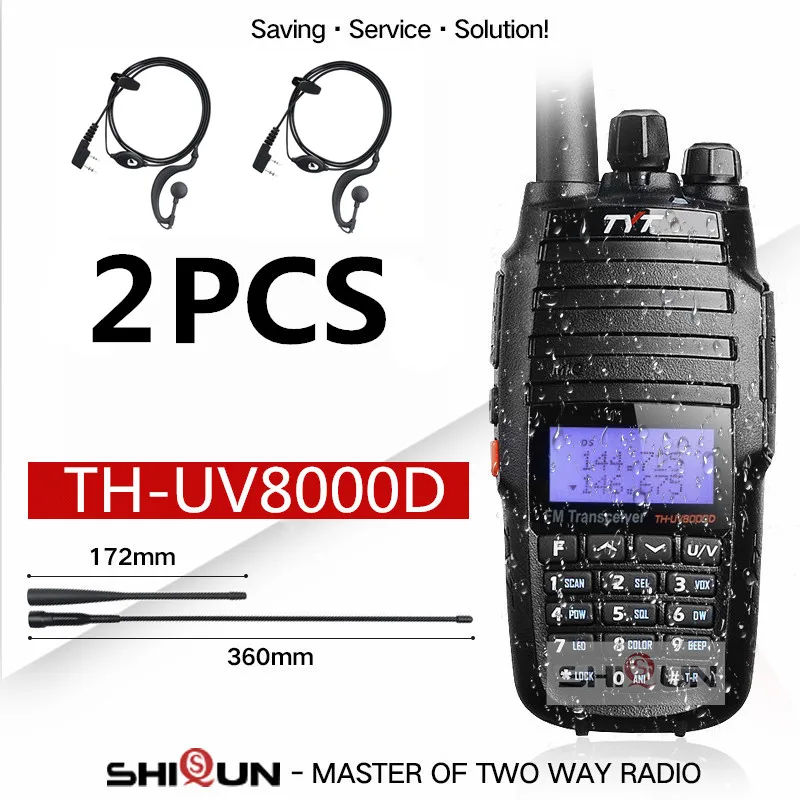 2 шт. TYT TH-UV8000D рация 10 км Двухдиапазонная VHF UHF 10 Вт Радио 10 км 3600 мАч функция перекрестного ретранслятора TH UV800D 8000E - Цвет: Add 2 Earpieces