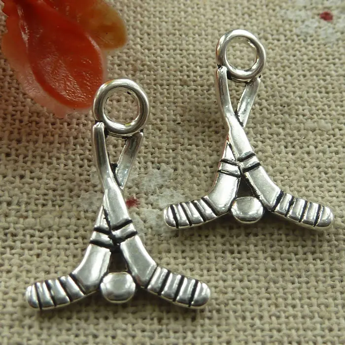 

210 pieces tibetan silver hockey charms 22x16mm #1929