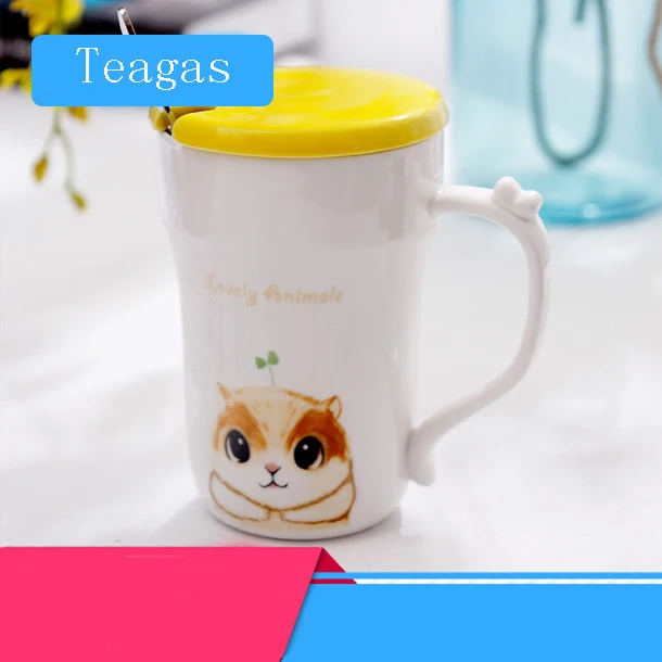 Teagas Sprout Creative Personality Couple Mug Cow Milk Coffee Cake Cute Cartoon Ceramic mug With Spoon Animal | Дом и сад