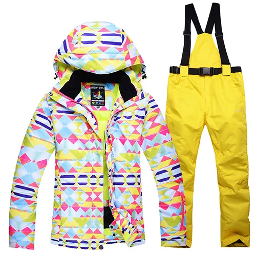 Брендовый лыжный костюм для женщин, уличные теплые водонепроницаемые ветрозащитные дышащие зимние спортивные штаны и куртки, комплект для сноубординга - Цвет: color2