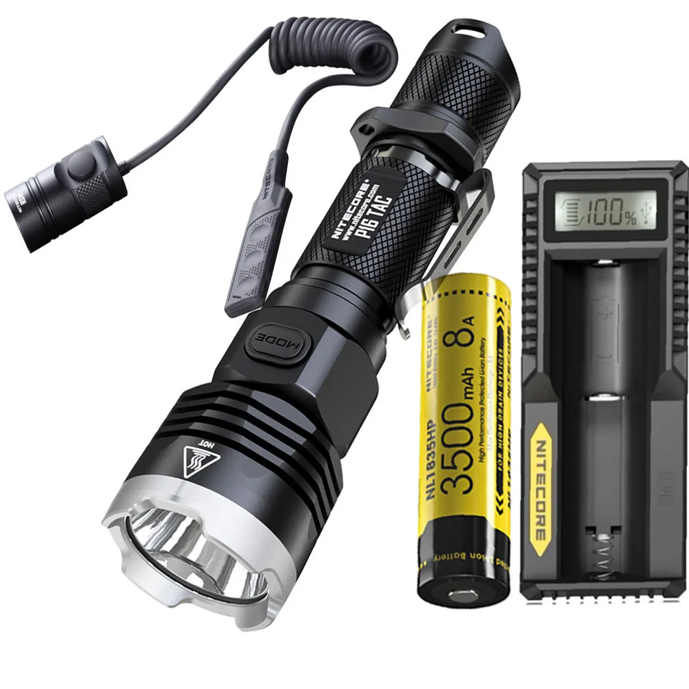 

NITECORE P16Tac Tactical Flashlight CREE XM-L2 (U3) max 1000 lumen beam distance 300 meter search torch + 3500mAh 8A li battery