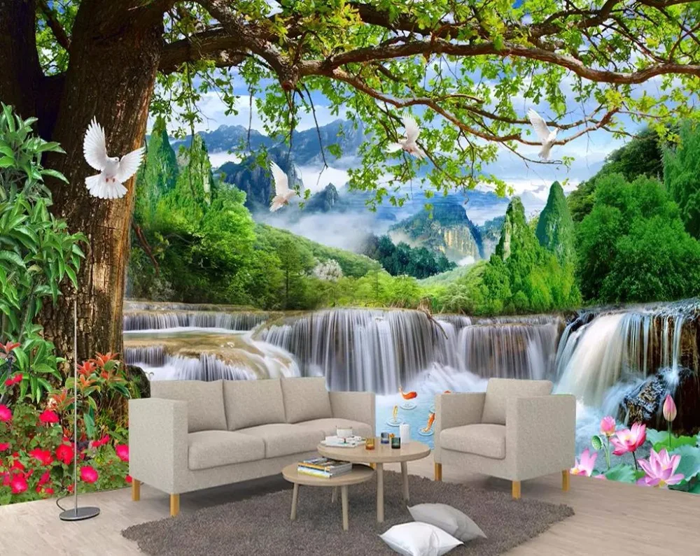 Пользовательские 3D фотообоями пейзаж настенная Фреска Гостиная Home Decor фото