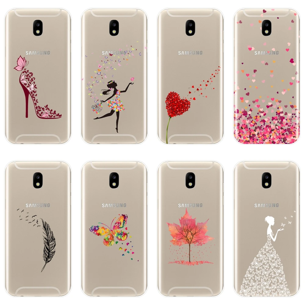 

TPU Back Cover For Samsung Galaxy J4 J6 J8 Plus J2 J5 J7 Prime J3 J5 J7 2015 2016 2017 Soft Silicone Black Heart Girl Phone Case