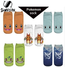 SLMVIAN Pokemon Pikachu/модные женские носки с 3D-принтом Meias, короткие носки, Calcetines Go, чулочно-носочные изделия