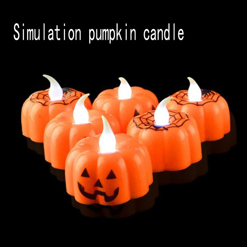 

12Pcs/lot simulation pumpkin candle light halloween glow toys