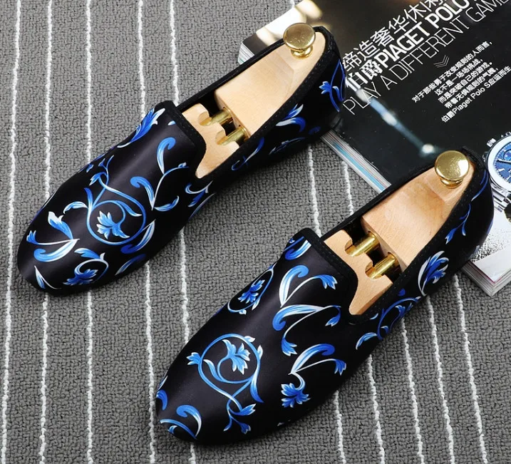 

Summer Breathable Men Leather Round Toes Soft Bottom Lazy Shoes Male Trend Printing Trend Flat Loafers Male Moccasin Gommino