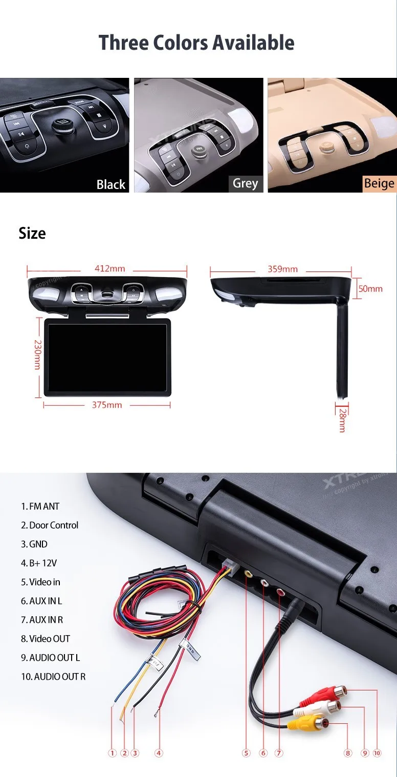 Discount XTRONS 15.6" Black  Flip Down Car DVD Roof Car DVD Roof Monitor Car DVD with Easy Installation with the Mounting Bracket 14