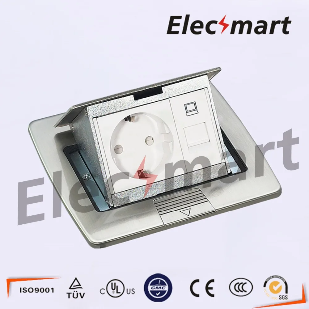 

Stainless steel plating nickel European standard ground socket with computer socket