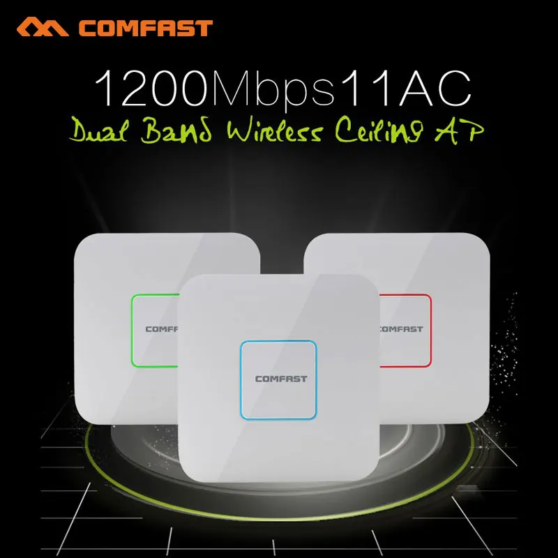 

2pcs 802.11AC 1200Mbps gigabit transmission speed High Power Wireless Ceiling AP 2.4G/5Ghz Dual Band 48V Wireless Router openWRT