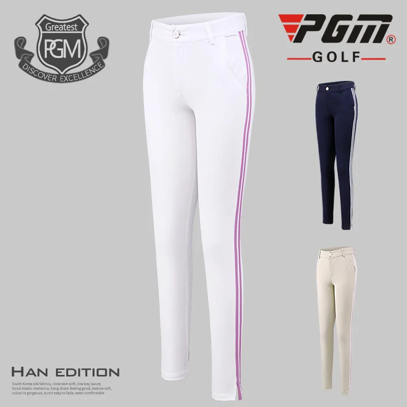 PGM Golf Pants Women Polyester Breathable Top Elasticity Stripe trousers Spring autumn Women's Sports slim Golf Pants Tee Hole