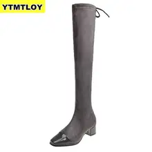 Лидер продаж; Модные женские высокие сапоги из нубука; пикантные модные сапоги выше колена на высоком каблуке; Zapatos De Mujer