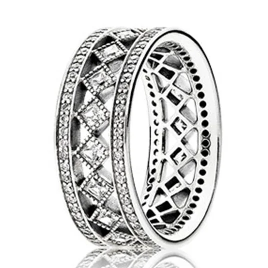 Pearlescent Hearts Entwining Silver Rings 925 Sterling Silver Signature Ring For Women Wedding Gift DIY Europe Jewelry