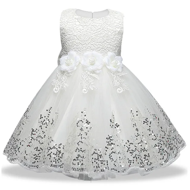 Платье для девочек; элегантные Детские Свадебные Платья с цветочным рисунком для девочек; летняя одежда для дня рождения; платье принцессы для малышей; платья; Vestidos - Цвет: White