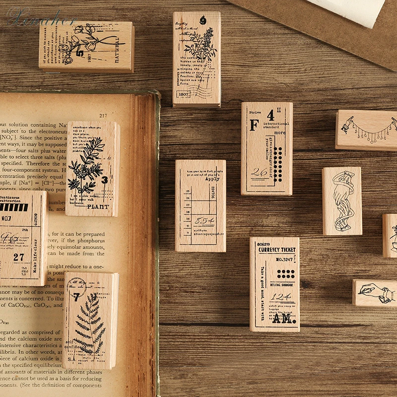 

XINAHER Beautiful plants Flower gesture stamp DIY wooden rubber stamps for scrapbooking stationery scrapbooking standard stamp