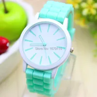 2015 11 цветов Модные Классические Женева часы для женщин силиконовые женские аналоговые кварцевые часы relogio feminino желе montre femme - изображение