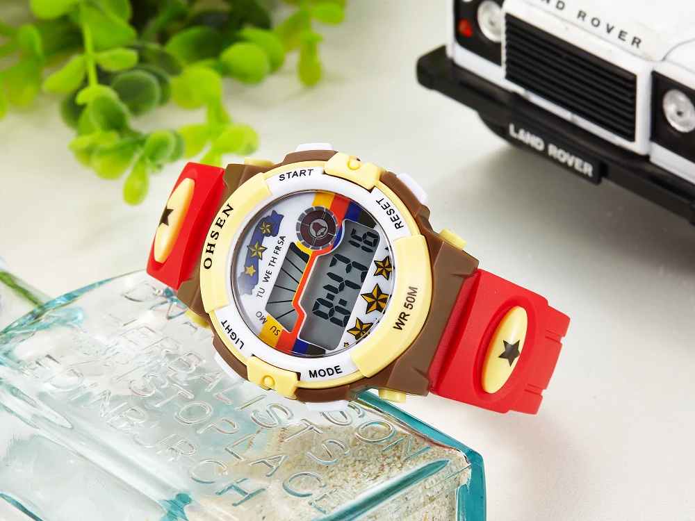 OHSEN детский цифровой светодиодный дисплей спортивные часы для девочек модные повседневные кварцевые часы многофункциональные 50 м