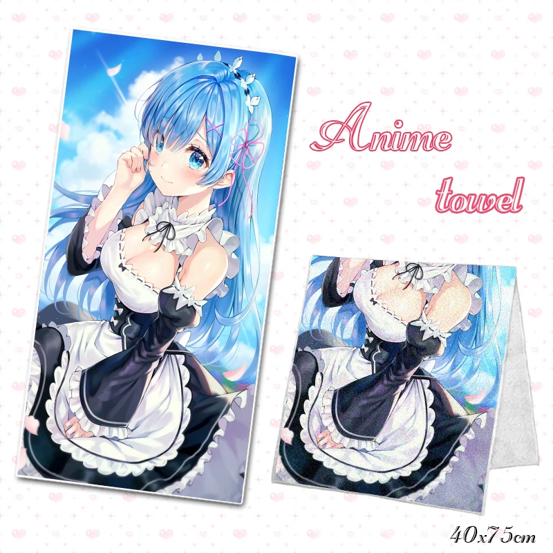 

Anime Re:Zero Starting Life in Another World Bath Towel Ram Rem Handkerchief Beach Microfiber Towels Facecloth Washcloth 75x40cm