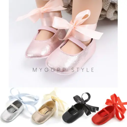 

2018 Toddler baby Girl shoes Crib Shoes princess Newborn Bowknot pu lace-up Soft Sole Anti-slip Baby first walkers all seasons
