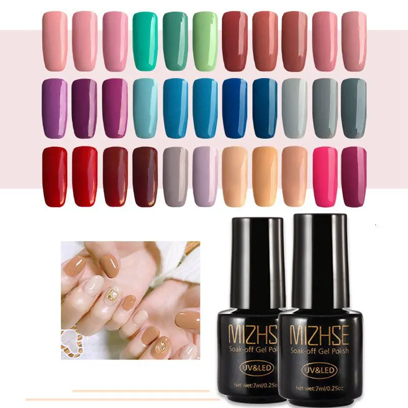 

MIZHSE Nail Art UV Nail Gel Polish Soak Off Blue Color UV Nail Gel Lacquer Semi Permanent Led Gel Nail Enamel UV Glue